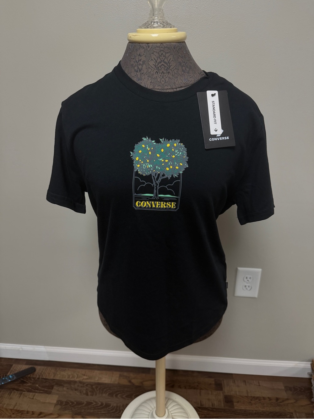 NWT Converse Black Graphic Tree Short-Sleeve Tee